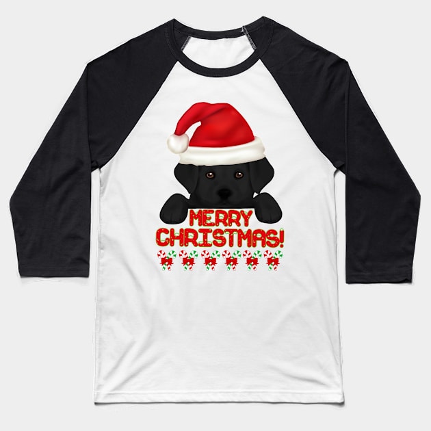 Merry Christmas Black Labrador Retriever Puppy! Especially for Lab owners! Baseball T-Shirt by rs-designs